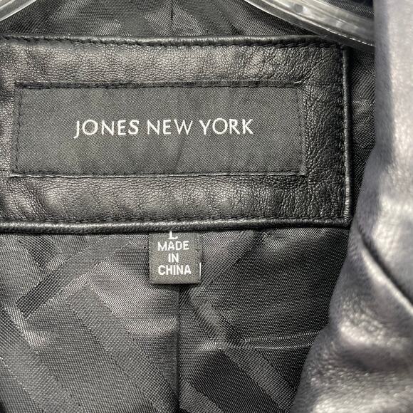 Jones New York Women Black Leather Jacket - Picture 7 of 10